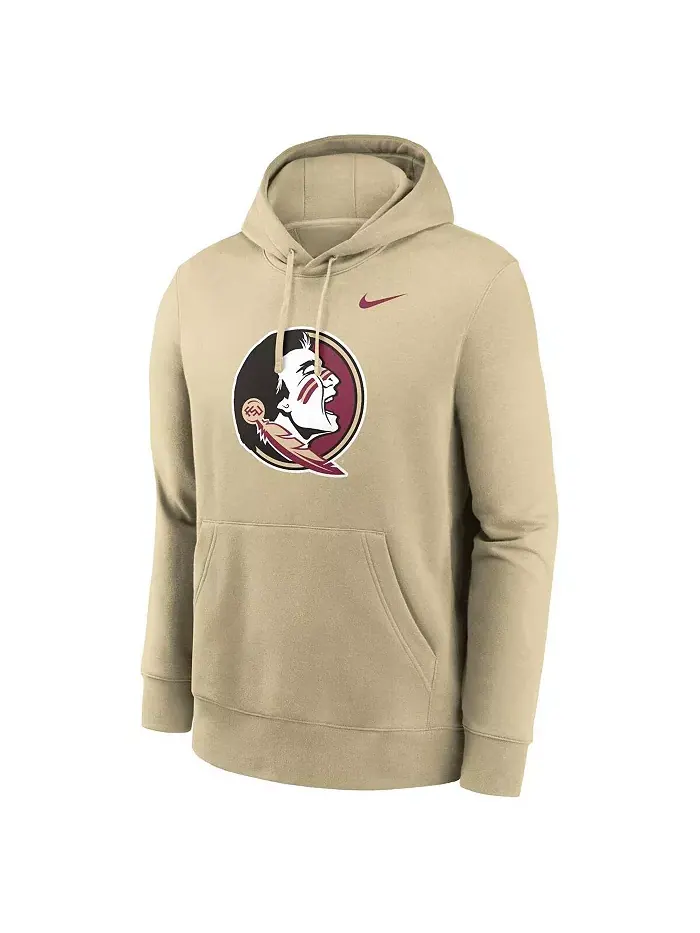 Мужская толстовка с капюшоном Florida State Seminoles Primetime Club Fleece золотистого цвета Nike — изображение 2 из 3
