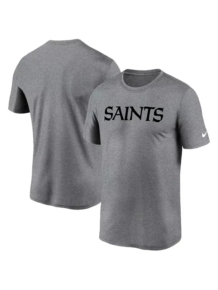Мужская футболка New Orleans Saints Legend Wordmark цвета хизер-серый Nike — изображение 1 из 3
