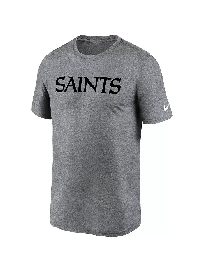 Мужская футболка New Orleans Saints Legend Wordmark цвета хизер-серый Nike — изображение 2 из 3