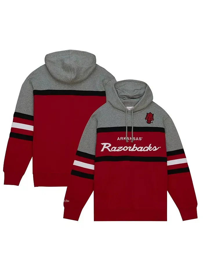 Мужская бордовая толстовка с капюшоном Head Coach Arkansas Razorbacks Mitchell & Ness — изображение 1 из 4