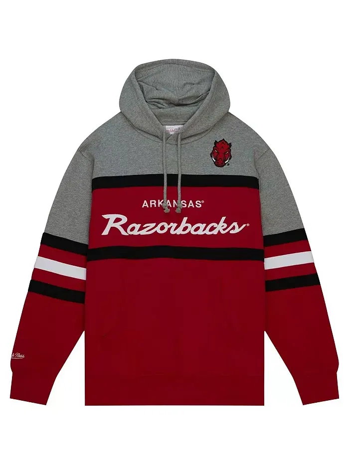 Мужская бордовая толстовка с капюшоном Head Coach Arkansas Razorbacks Mitchell & Ness — изображение 4 из 4