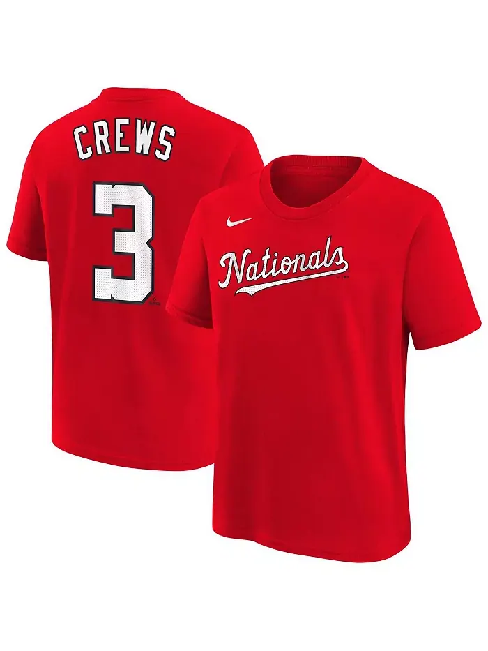 Футболка с именем и номером игрока Washington Nationals Dylan Crews для мальчиков и девочек — изображение 1 из 3