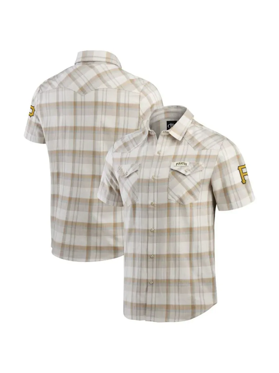 Fanatics Мужская серая клетчатая рубашка Darius Rucker Collection Pittsburgh Pirates на кнопках — изображение 1 из 3, серый