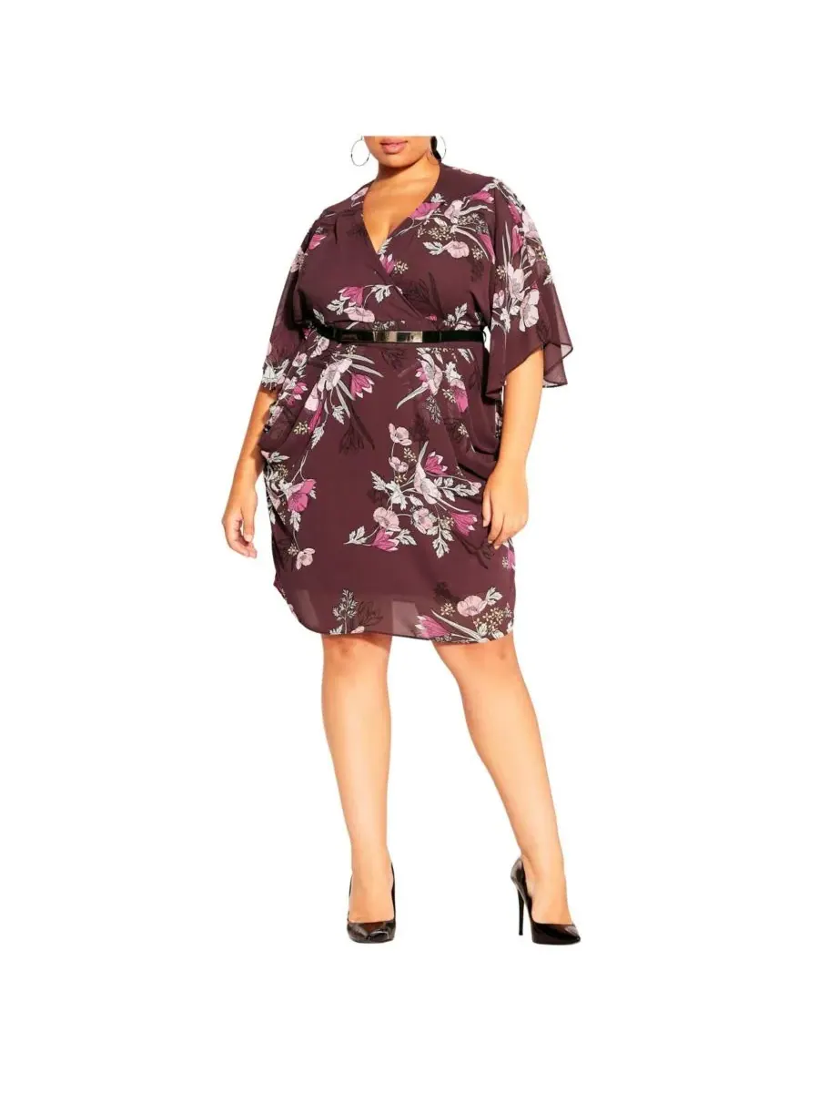 Мини-платье Lila больших размеров CITY CHIC, Oxblood Full Bloom