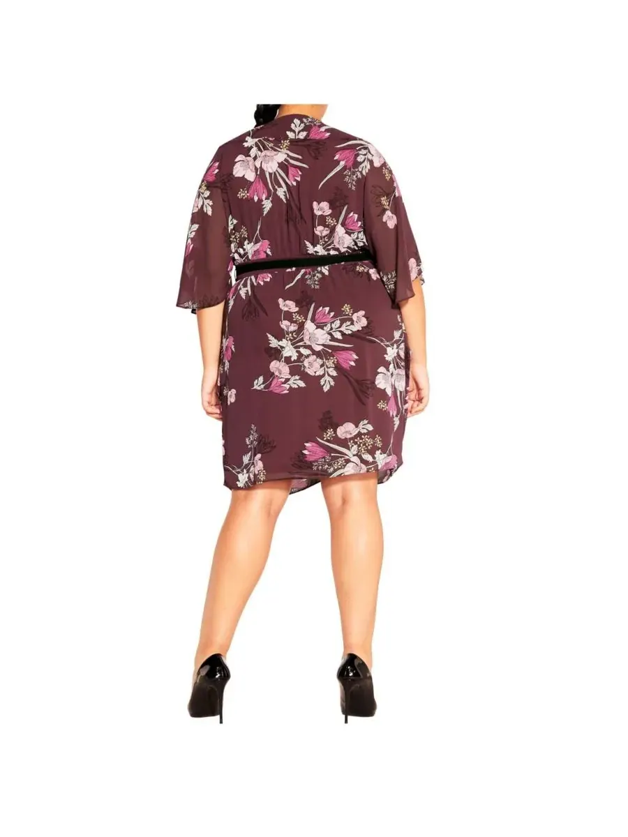 Мини-платье Lila больших размеров CITY CHIC, Oxblood Full Bloom — изображение 2 из 3