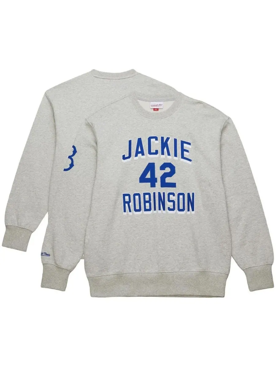 Mitchell & Ness Мужская толстовка с флисовой подкладкой с винтажным логотипом и номером игрока — изображение 1 из 3, серый