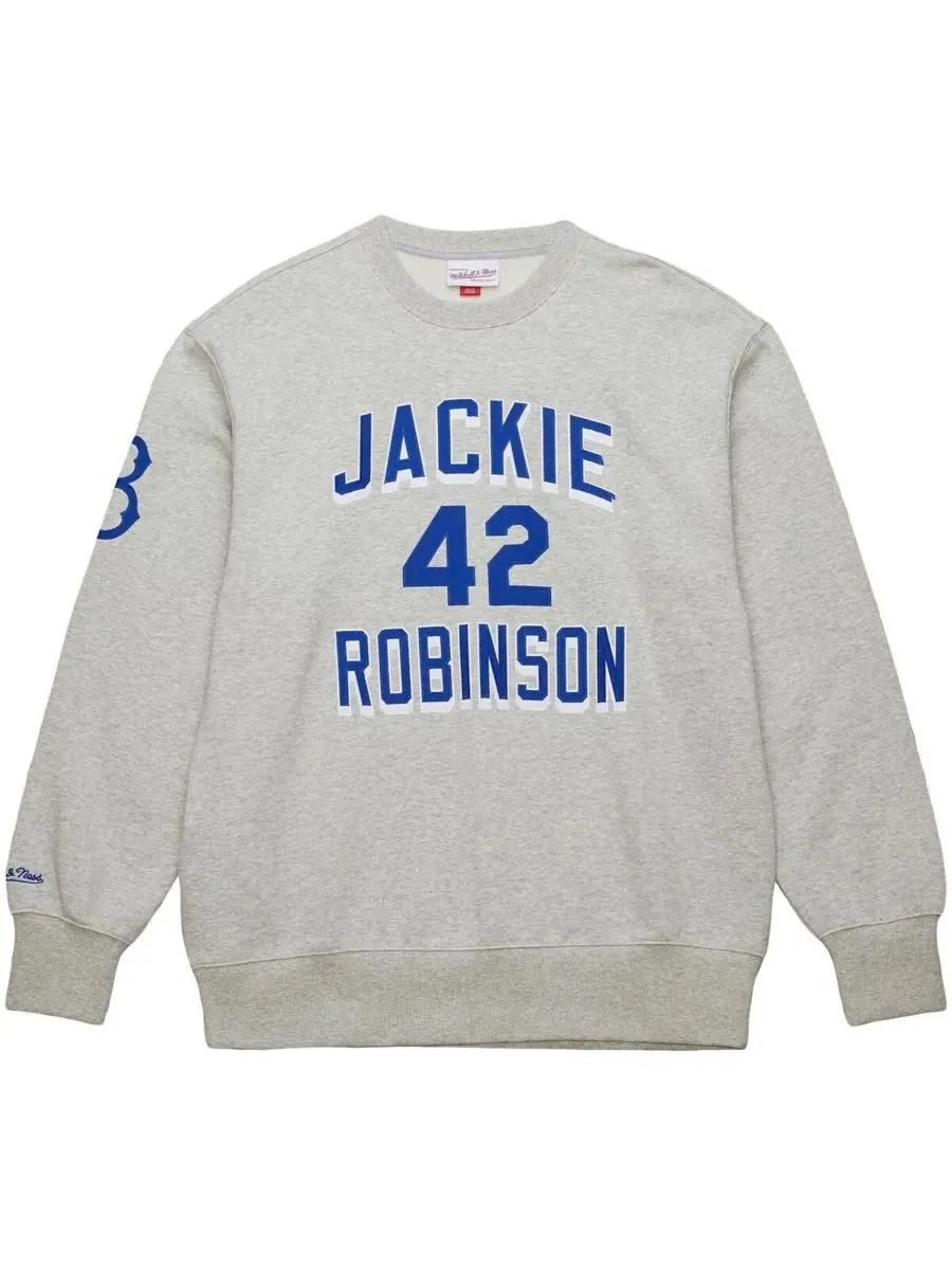 Mitchell & Ness Мужская толстовка с флисовой подкладкой с винтажным логотипом и номером игрока — изображение 2 из 3, серый