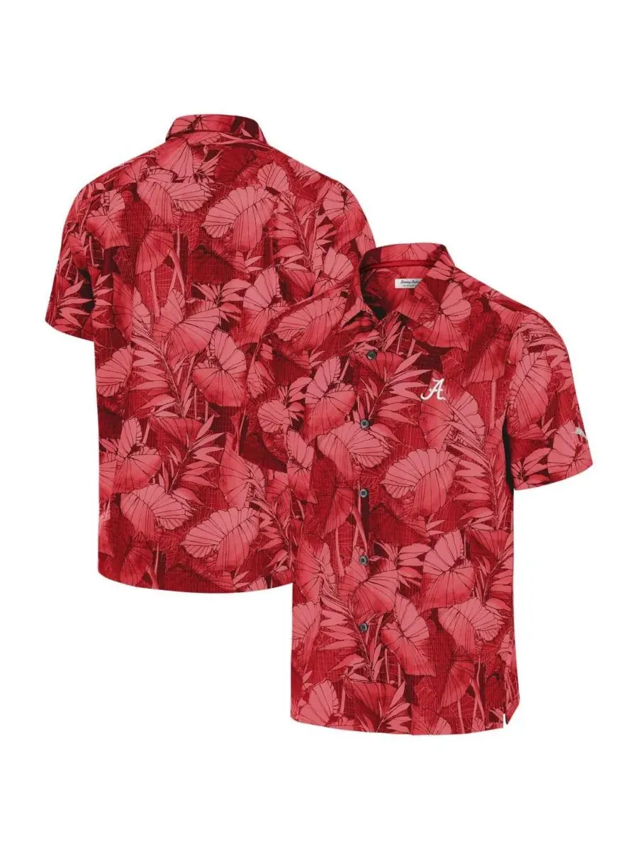 Tommy Bahama Мужская рубашка на пуговицах Crimson Alabama Crimson Tide Coast Nuevo Fronds — изображение 1 из 3, красный