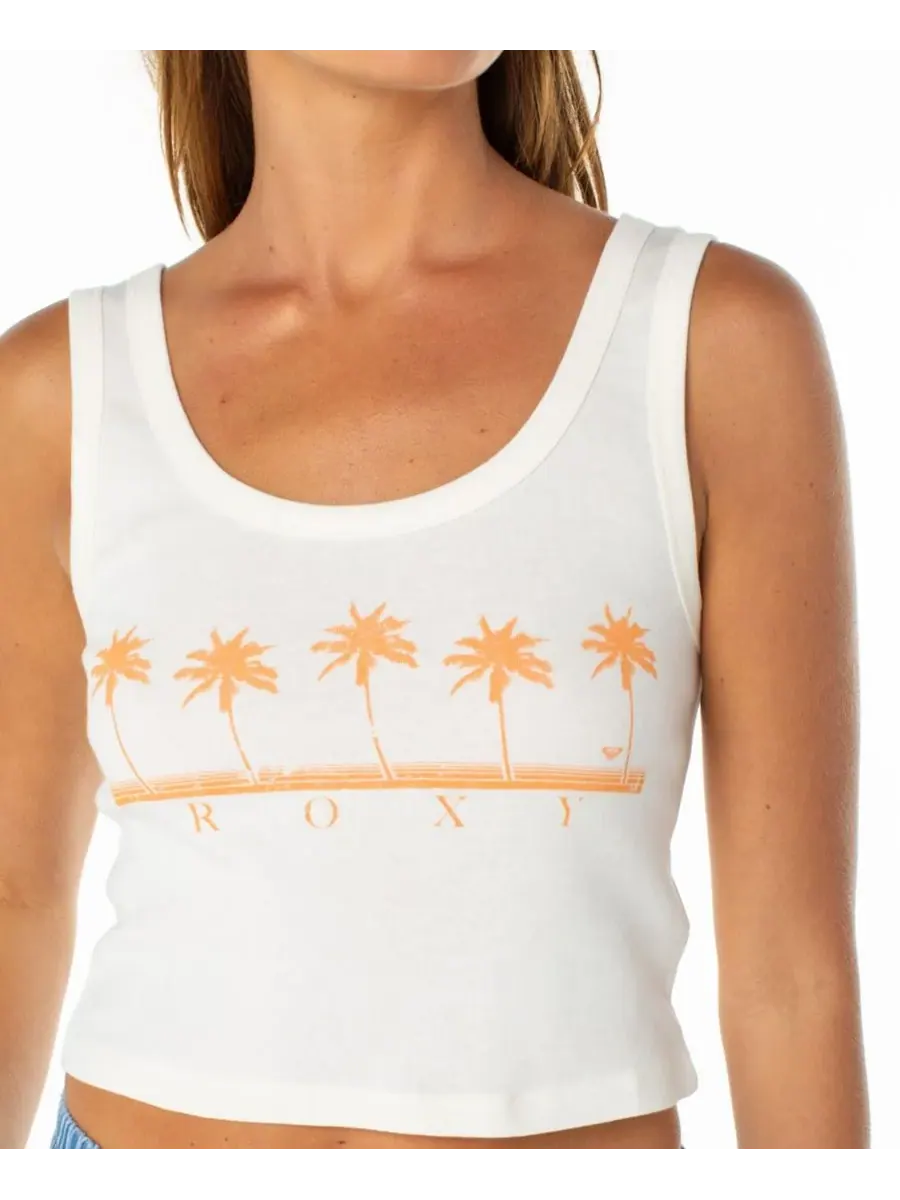 Женская майка без рукавов Five Palm Baby Rib Tank Top Roxy, Cloud Dancer/Five Palms — изображение 3 из 4