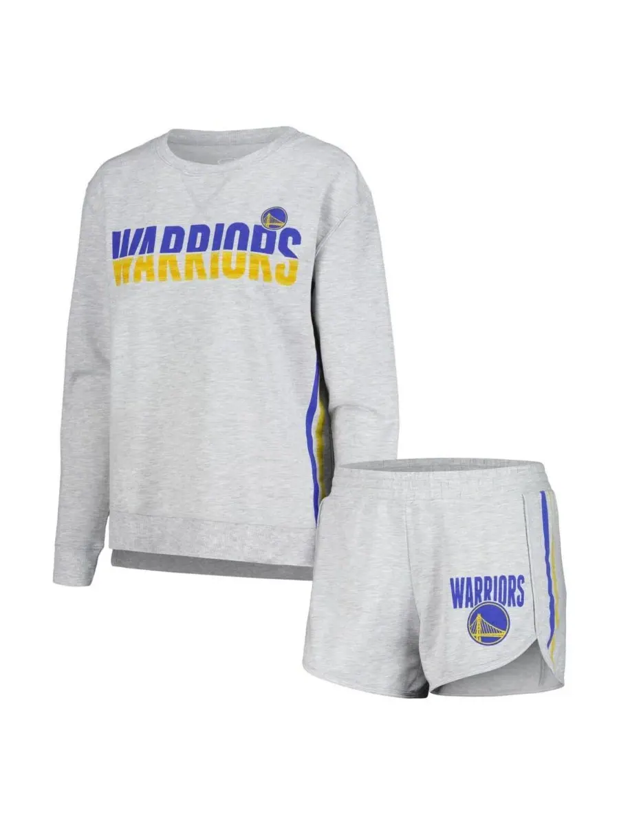 Concepts Sport Женский серый комплект для сна Golden State Warriors: футболка с длинными рукавами — изображение 1 из 4