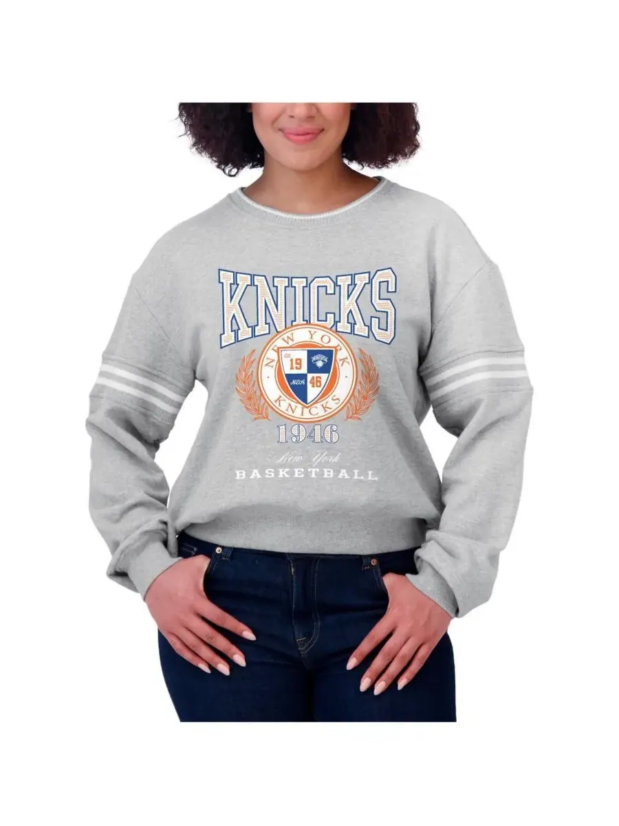 WEAR by Erin Andrews Женская толстовка из французского махрового трикотажа с логотипом New York — изображение 4 из 4, серый