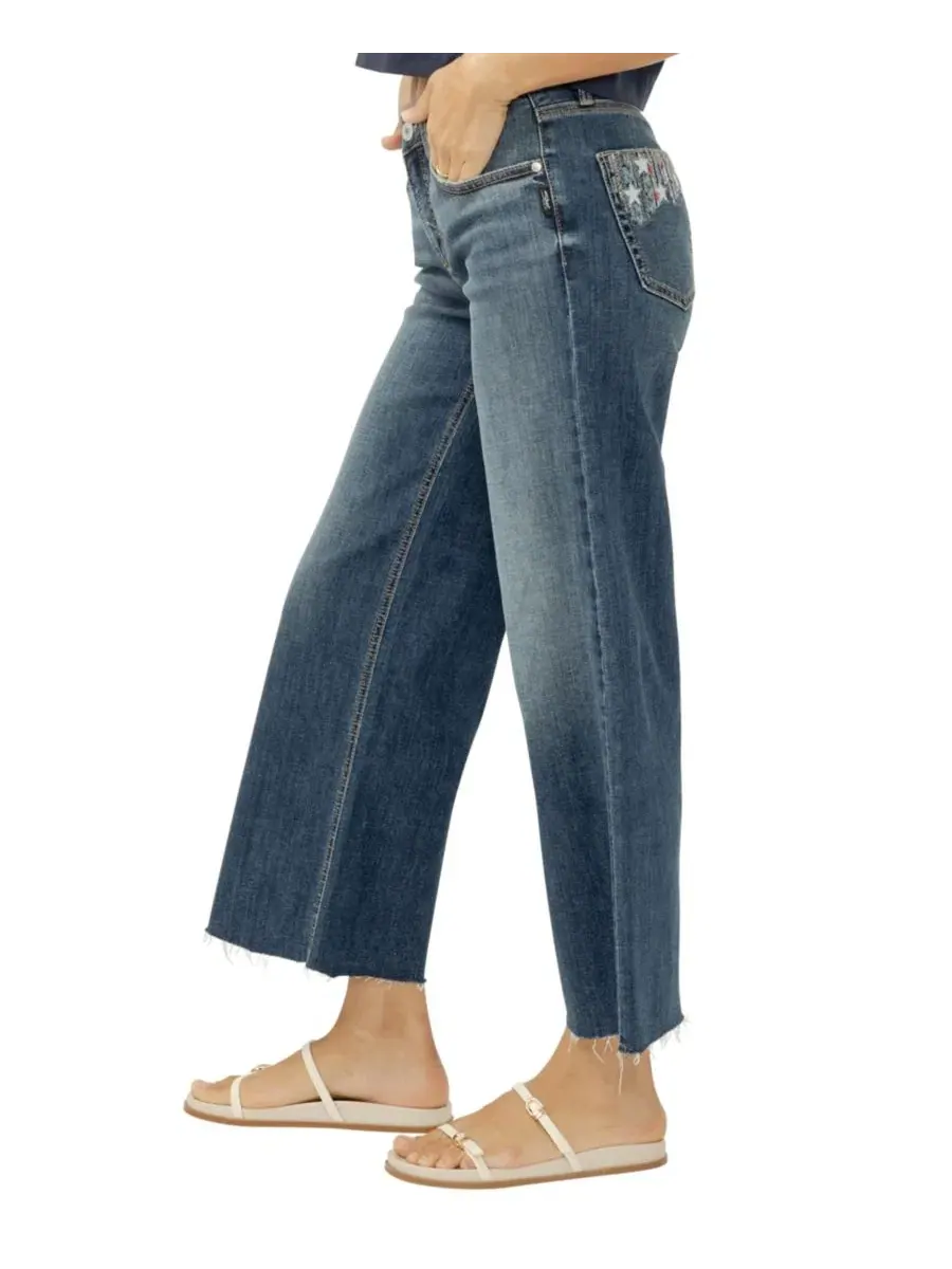 Женские джинсы Suki Mid-Rise Wide-Leg Americana Luxe Stretch Jeans с завышенной талией и широкими — изображение 2 из 4