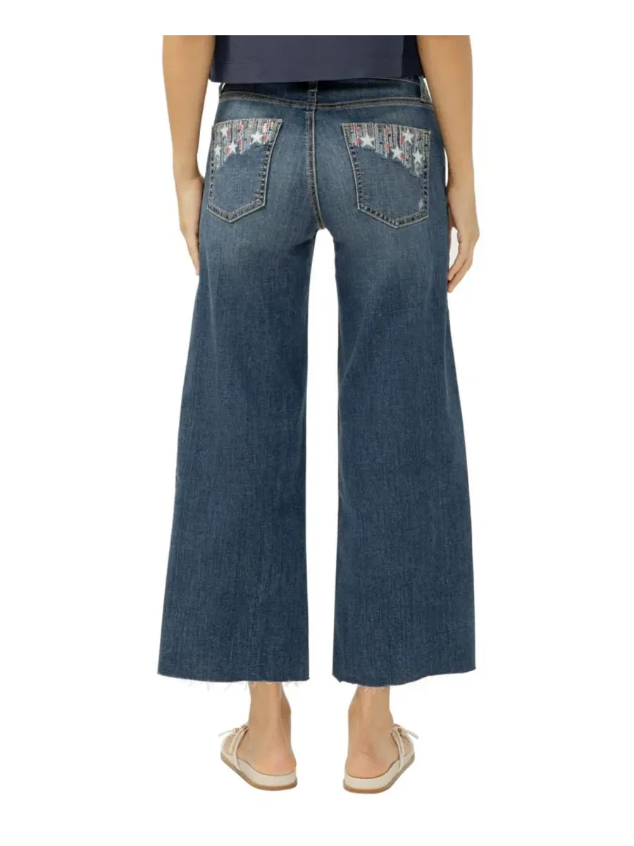 Женские джинсы Suki Mid-Rise Wide-Leg Americana Luxe Stretch Jeans с завышенной талией и широкими — изображение 4 из 4