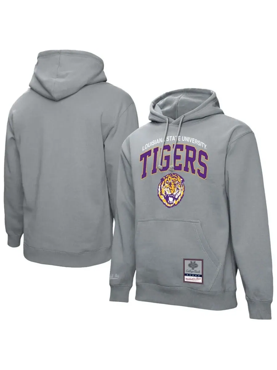 Mitchell & Ness Мужская толстовка с капюшоном серого цвета с классической аркой и логотипом LSU — изображение 1 из 3, серый