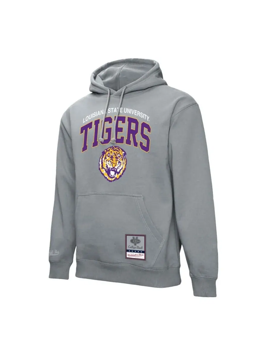 Mitchell & Ness Мужская толстовка с капюшоном серого цвета с классической аркой и логотипом LSU — изображение 2 из 3, серый