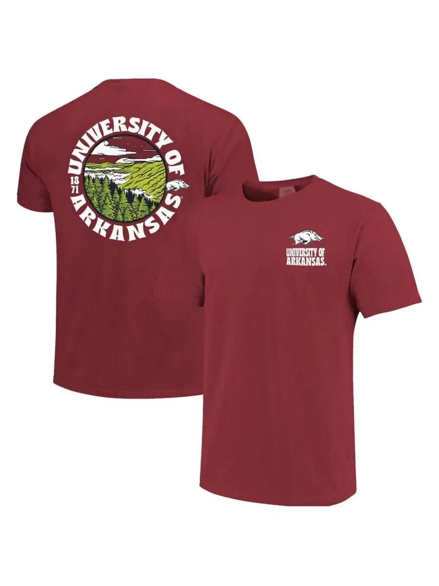 Мужская футболка с принтом Arkansas Razorbacks Comfort Colors Thick Lined Landscape Image One — изображение 1 из 3, красный