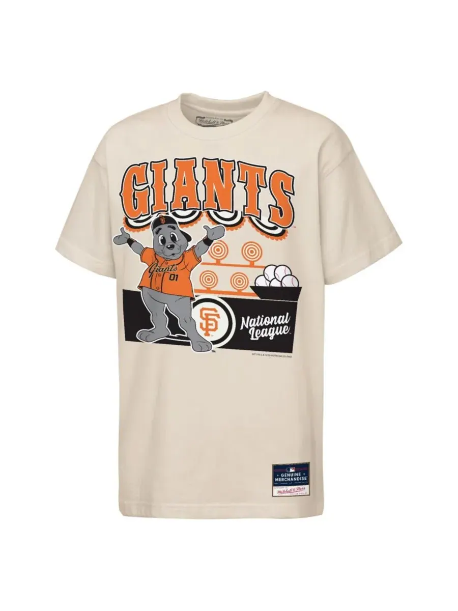 Футболка с принтом Step Back Up Mascot Mitchell & Ness — изображение 1 из 1, бежевый