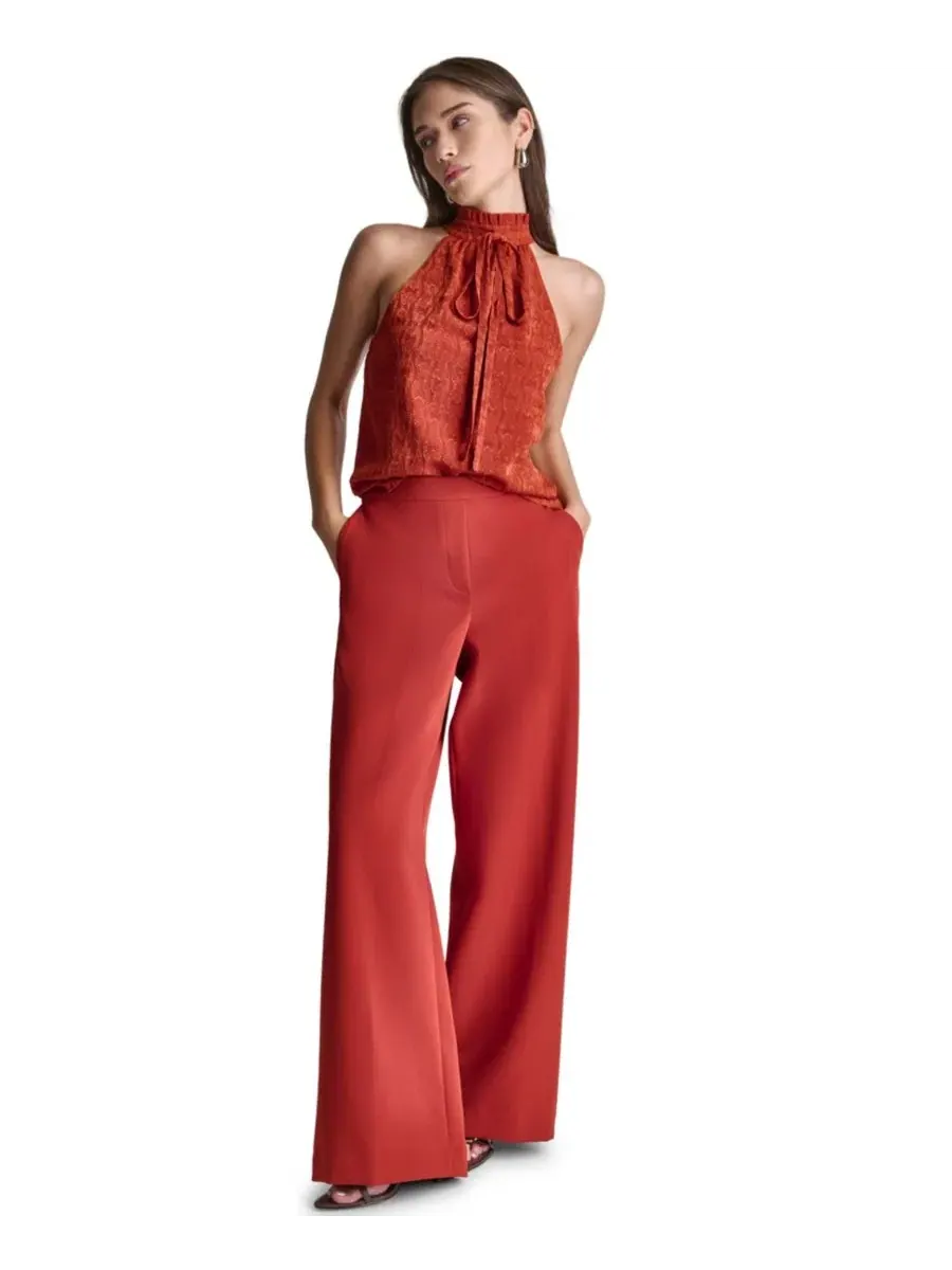 Брюки женские широкие с высокой посадкой BCBG, Mesa Rust — изображение 3 из 8