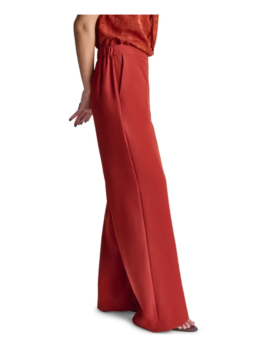 Брюки женские широкие с высокой посадкой BCBG, Mesa Rust — изображение 4 из 8