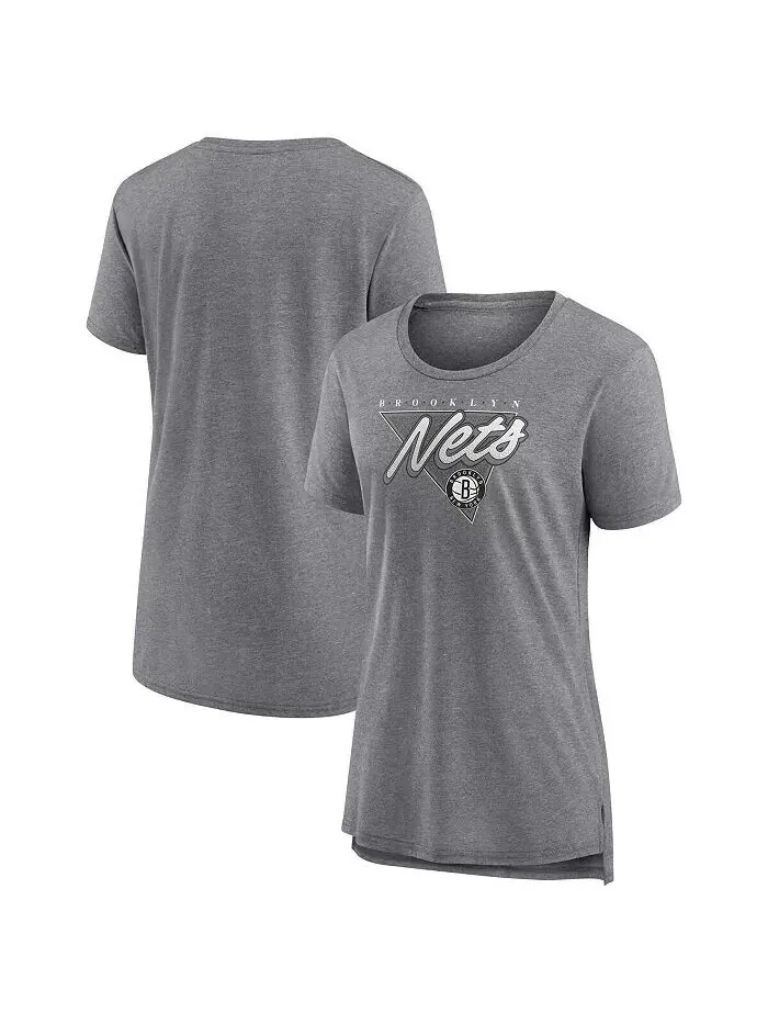 Женская серая футболка с принтом Brooklyn Nets True Classics Tri-Blend Fanatics