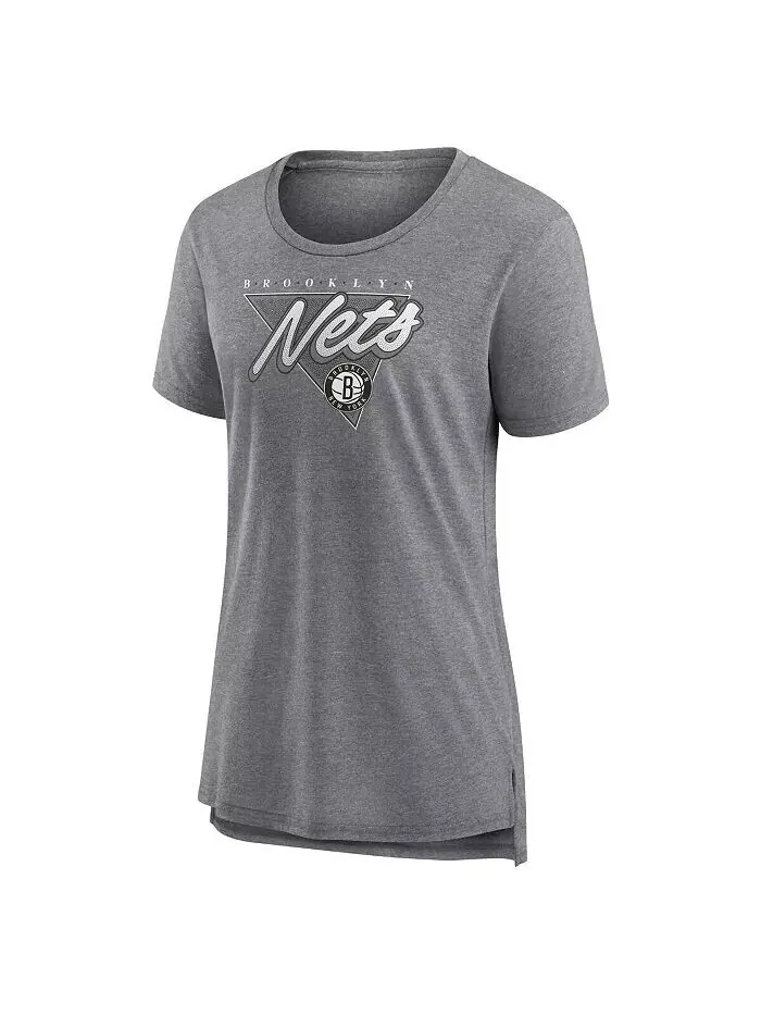 Женская серая футболка с принтом Brooklyn Nets True Classics Tri-Blend Fanatics — изображение 2 из 3