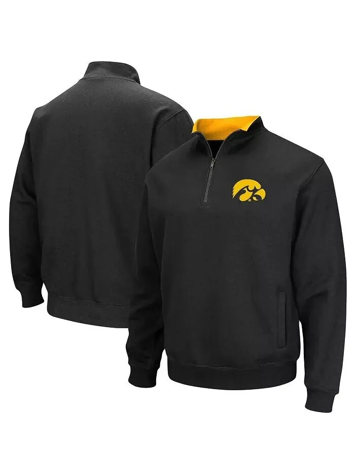 Мужская черная толстовка Iowa Hawkeyes Big and Tall Tortugas с застежкой-молнией на четверть длины — изображение 1 из 3