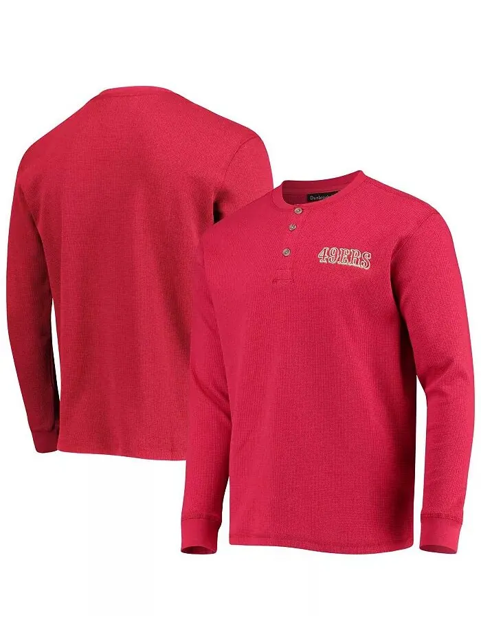 Мужская футболка с длинным рукавом Maverick Thermal Henley с логотипом San Francisco 49ers Scarlet