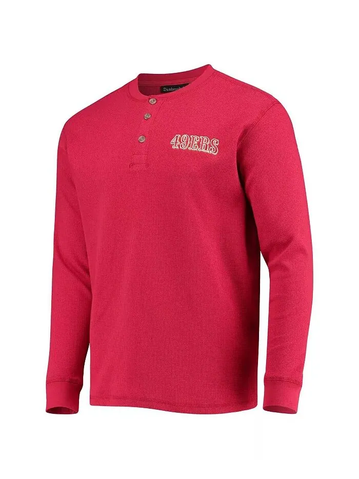 Мужская футболка с длинным рукавом Maverick Thermal Henley с логотипом San Francisco 49ers Scarlet — изображение 2 из 4