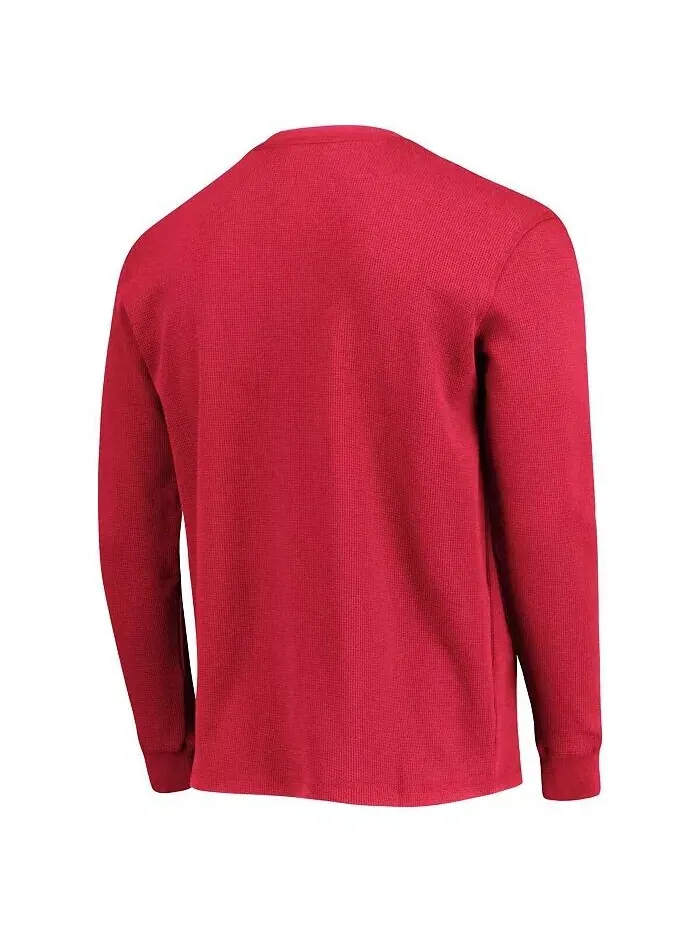 Мужская футболка с длинным рукавом Maverick Thermal Henley с логотипом San Francisco 49ers Scarlet — изображение 3 из 4