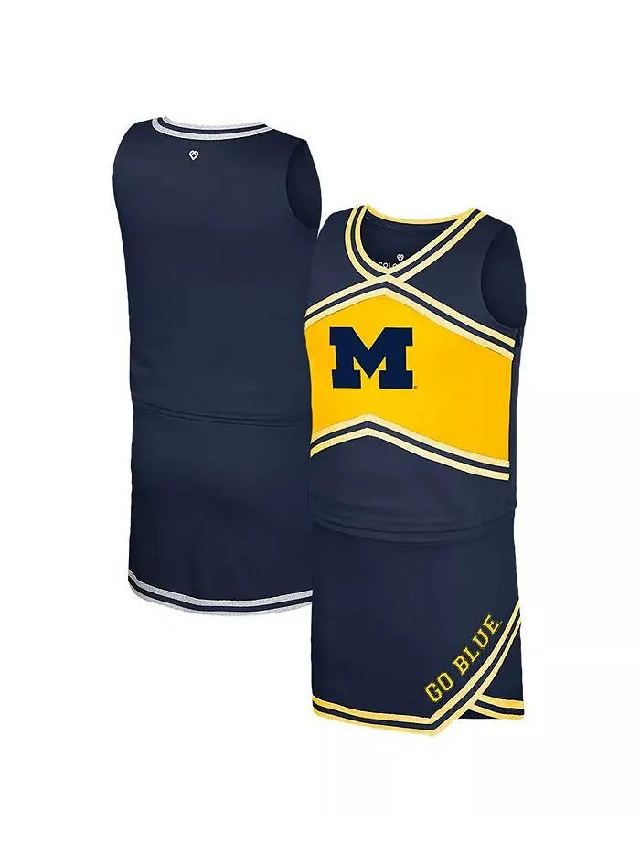 Комплект из топа и юбки для черлидеров Big Girls Navy Michigan Wolverines Colosseum — изображение 1 из 3