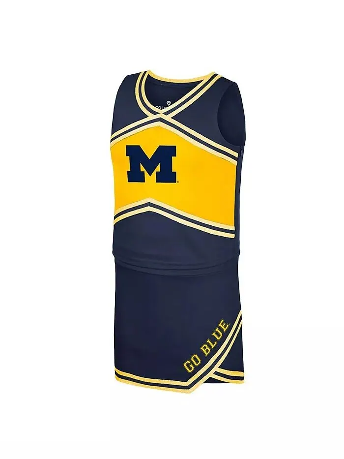 Комплект из топа и юбки для черлидеров Big Girls Navy Michigan Wolverines Colosseum — изображение 3 из 3