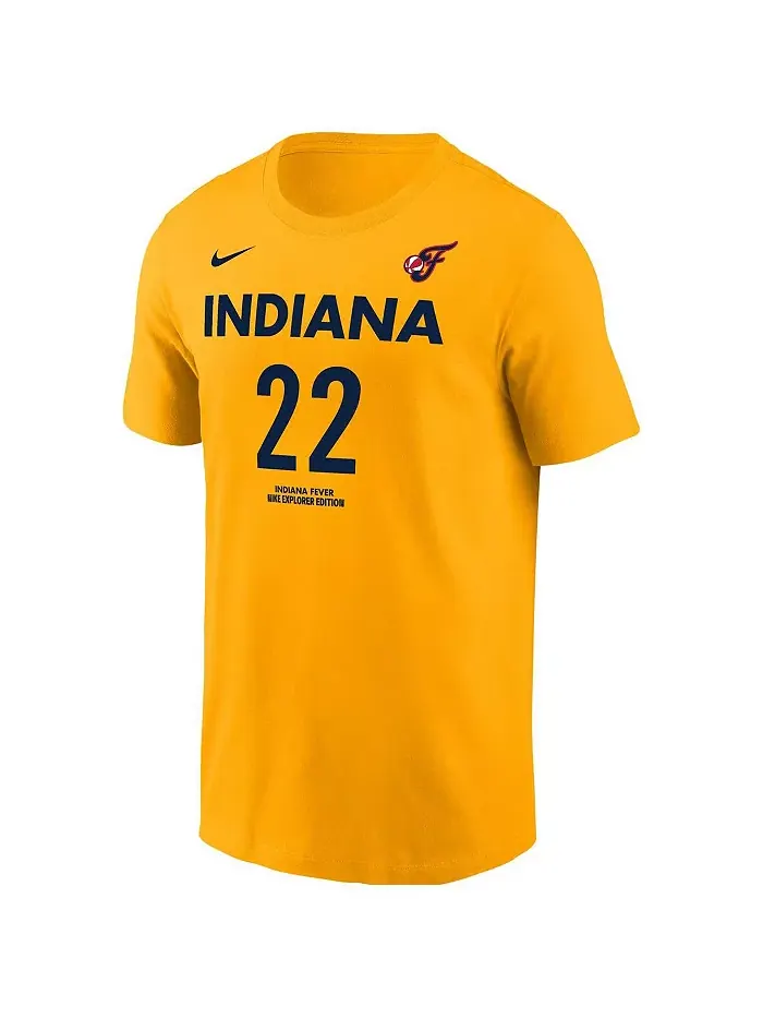 Мужская и женская футболка Caitlin Clark Gold Indiana Fever с именем и номером Nike — изображение 2 из 3