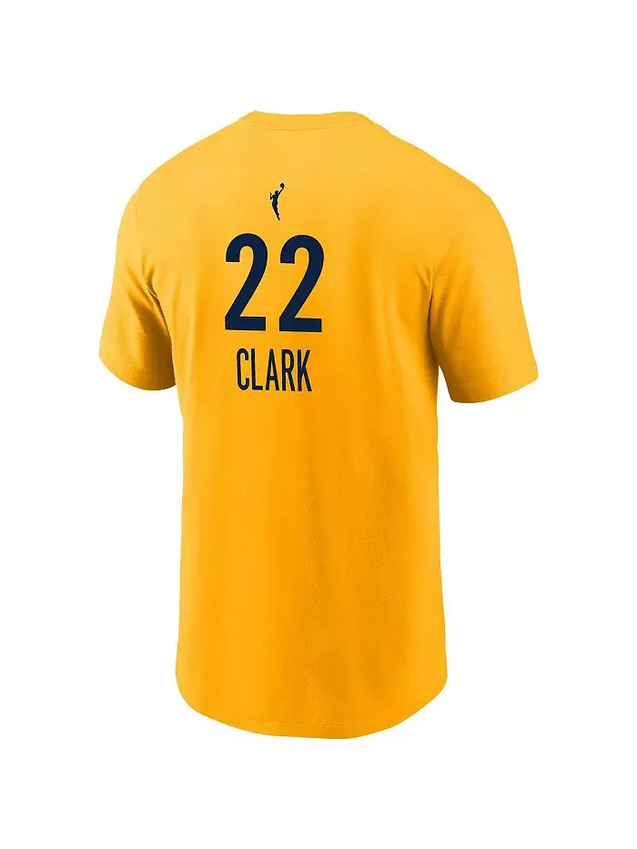 Мужская и женская футболка Caitlin Clark Gold Indiana Fever с именем и номером Nike — изображение 3 из 3