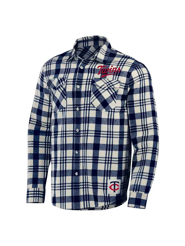 Мужская рубашка на пуговицах в клетку Darius Rucker Collection by Navy Minnesota Twins Fanatics — изображение 2 из 3