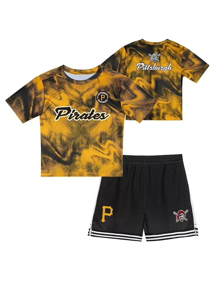 Детский комплект футболки и шорт Pittsburgh Pirates Pinch Hitter Infielder в золотисто-черном цвете — изображение 1 из 5