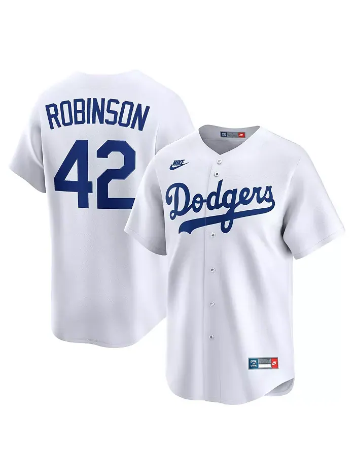 Мужская бейсбольная джерси Jackie Robinson белого цвета Brooklyn Dodgers в ретро-стиле из коллекции