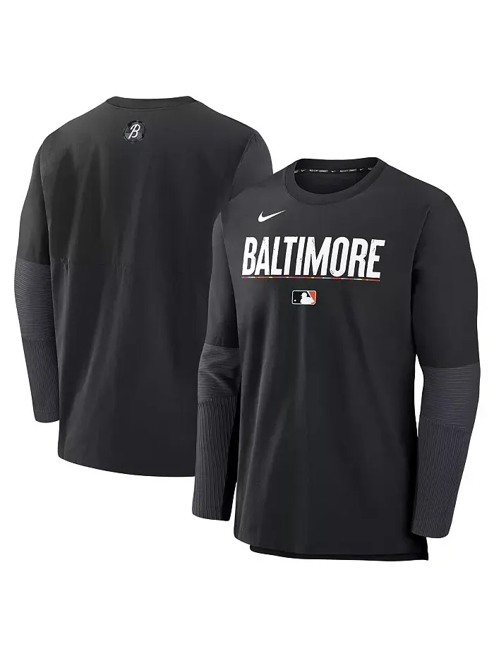 Мужская черная футболка Baltimore Orioles Authentic Collection City Connect с длинным рукавом — изображение 1 из 3