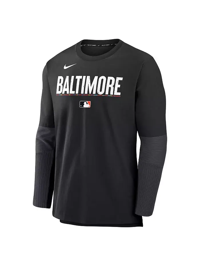Мужская черная футболка Baltimore Orioles Authentic Collection City Connect с длинным рукавом — изображение 2 из 3