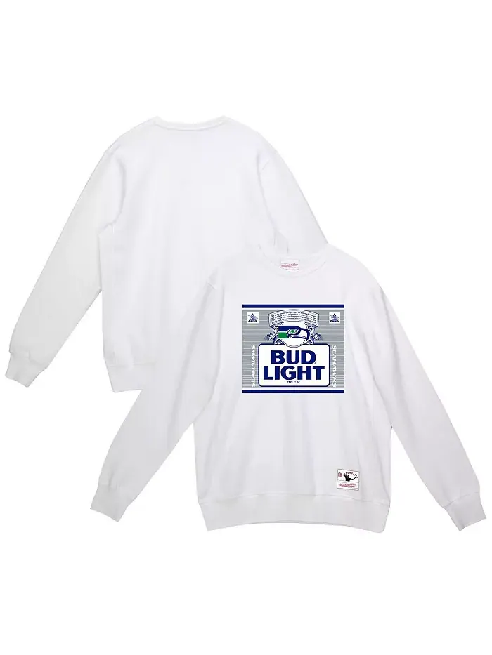 Мужская белая толстовка с капюшоном Bud Light Seattle Seahawks The Crest Mitchell & Ness