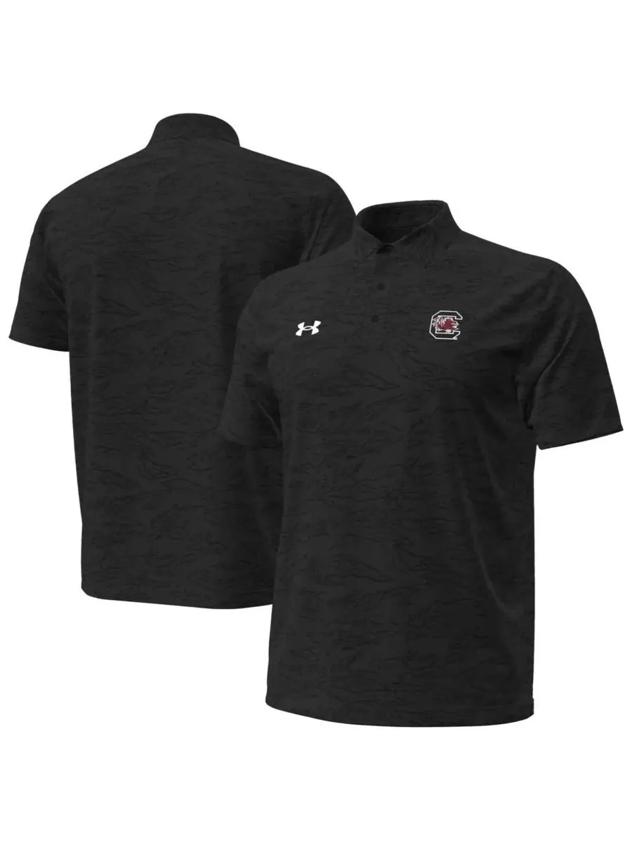 Under Armour Мужская черная поло-рубашка South Carolina Gamecocks Drive с камуфляжным рисунком и