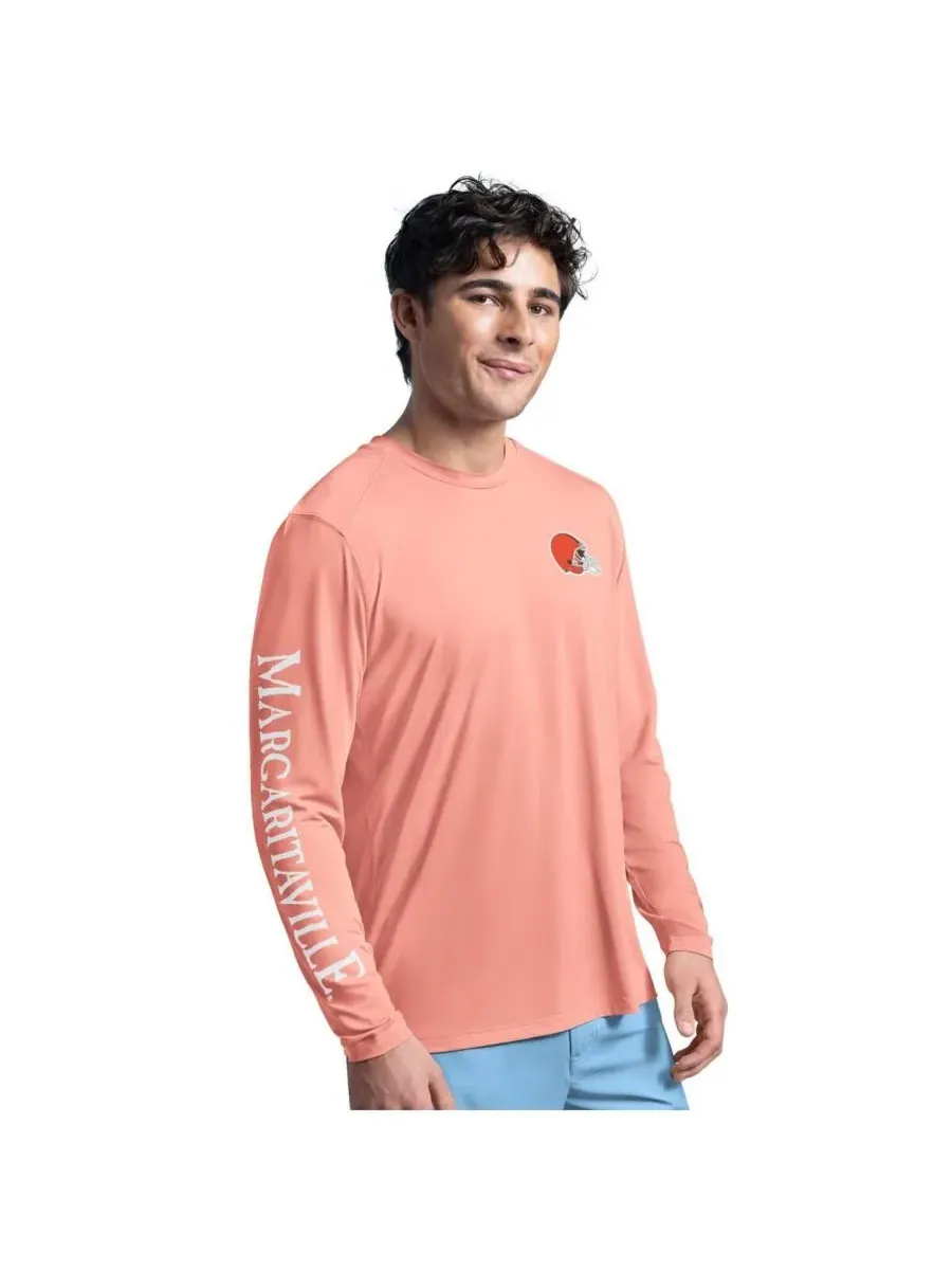 Margaritaville Мужская футболка-рашгард с длинными рукавами Coral Cleveland Browns Rock Harbor — изображение 1 из 2, коралл
