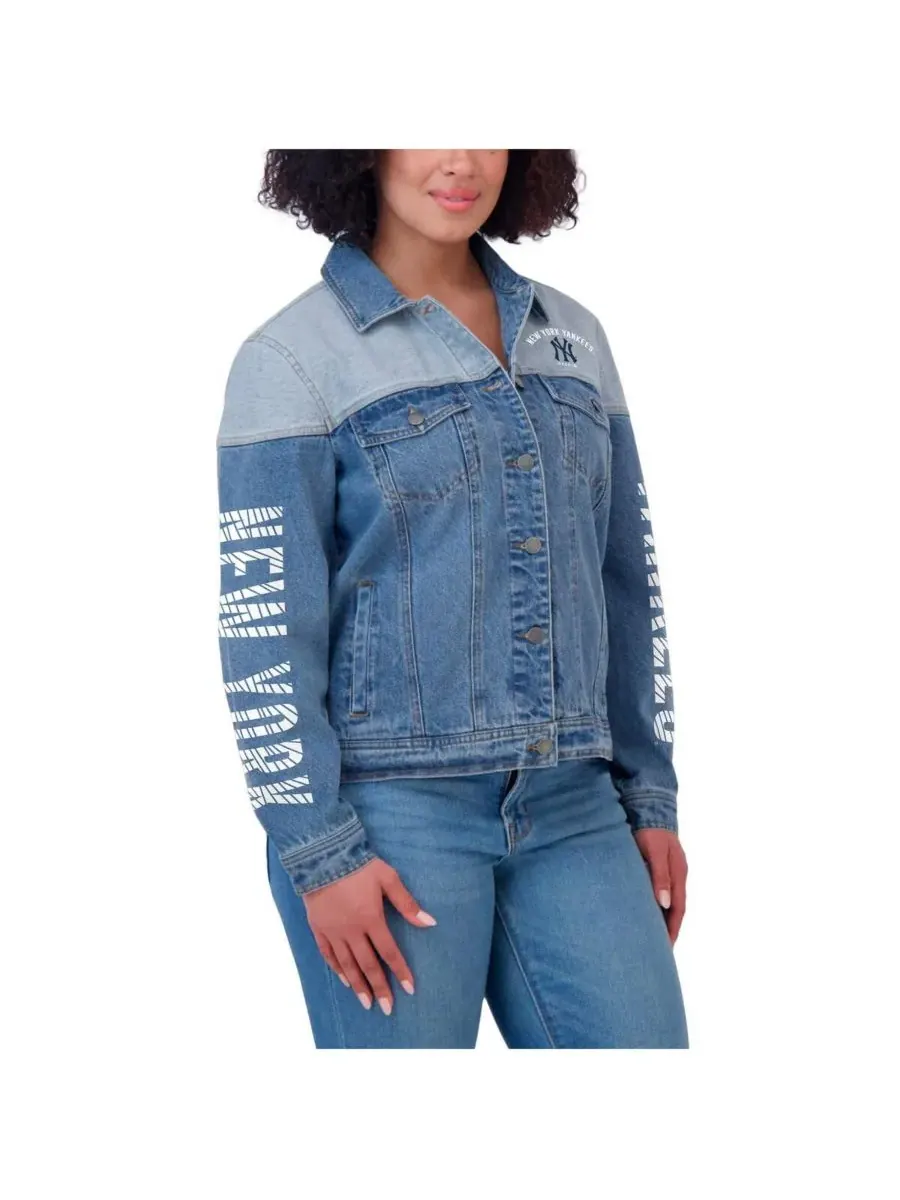 Женская джинсовая куртка New York Yankees на пуговицах WEAR by Erin Andrews — изображение 2 из 5, джинсовый синий