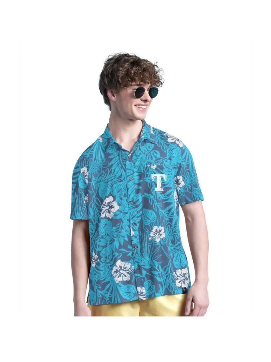 Margaritaville Мужская темно-синяя рубашка на пуговицах с символикой команды Texas Rangers Palm — изображение 1 из 2