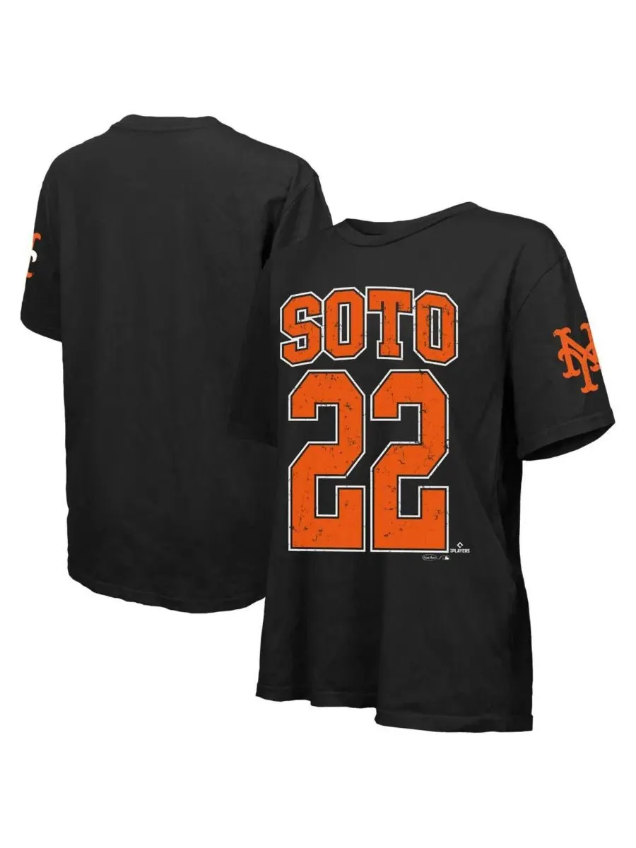 Футболка оверсайз с именем и номером игрока Juan Soto New York Mets Majestic Threads — черный