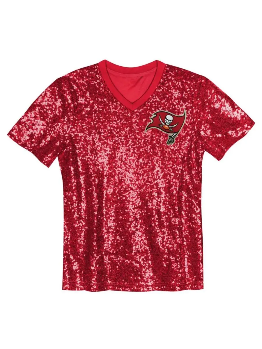 Outerstuff Топ с V-образным вырезом и пайетками с логотипом команды Tampa Bay Buccaneers для девочек — изображение 2 из 3