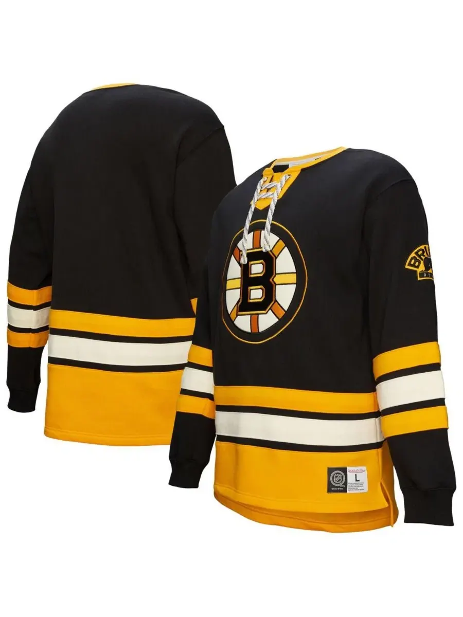 Свитшот Heritage Lace-Up Pullover с винтажным принтом Mitchell & Ness — изображение 1 из 3, черный