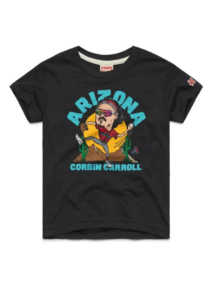 Футболка с принтом Corbin Carroll Charcoal Arizona Diamondbacks Tri-Blend Homage — изображение 1 из 1, темно-серый