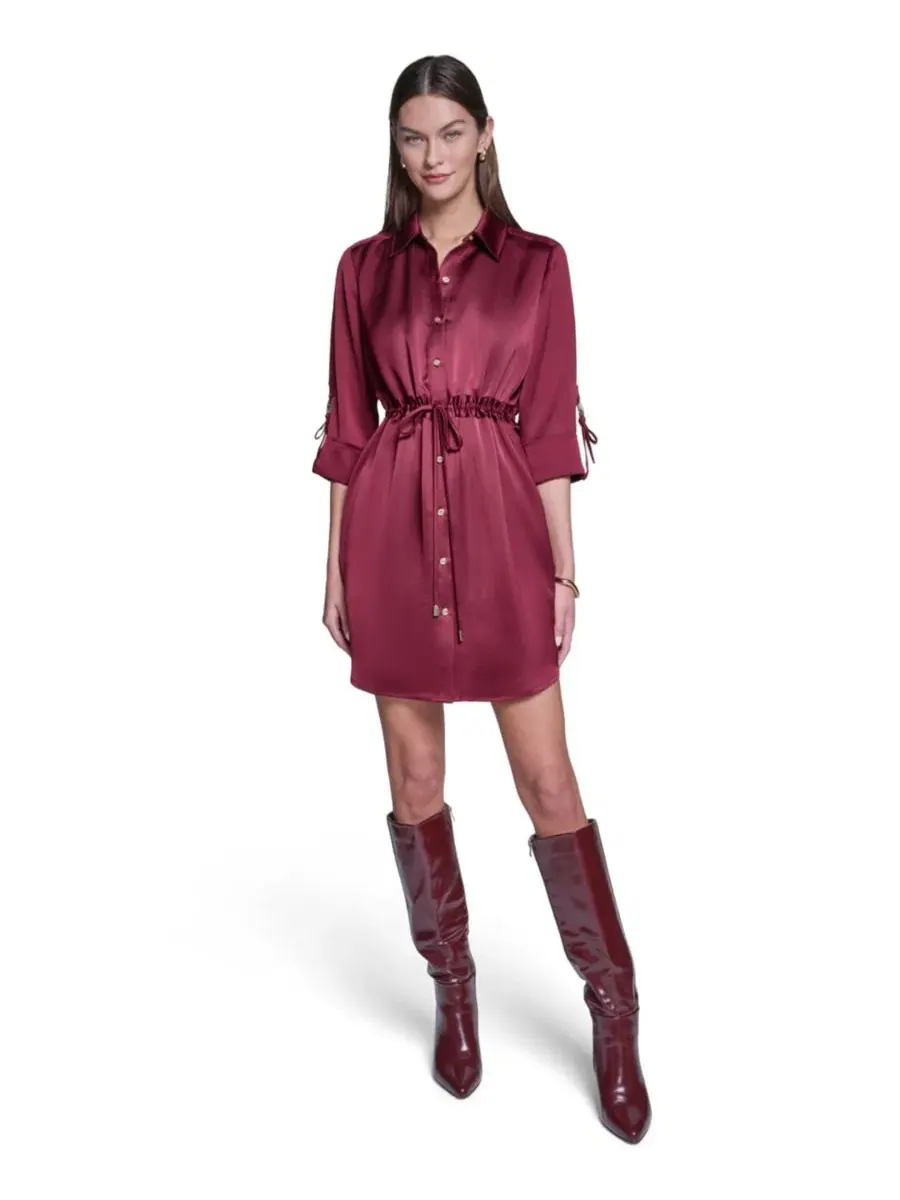 Платье-рубашка из сатина Halston, Garnet Glow — изображение 1 из 5