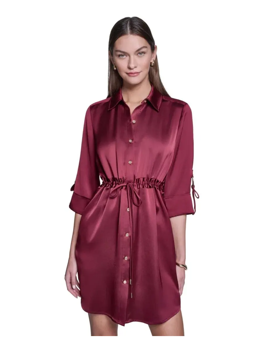 Платье-рубашка из сатина Halston, Garnet Glow — изображение 2 из 5
