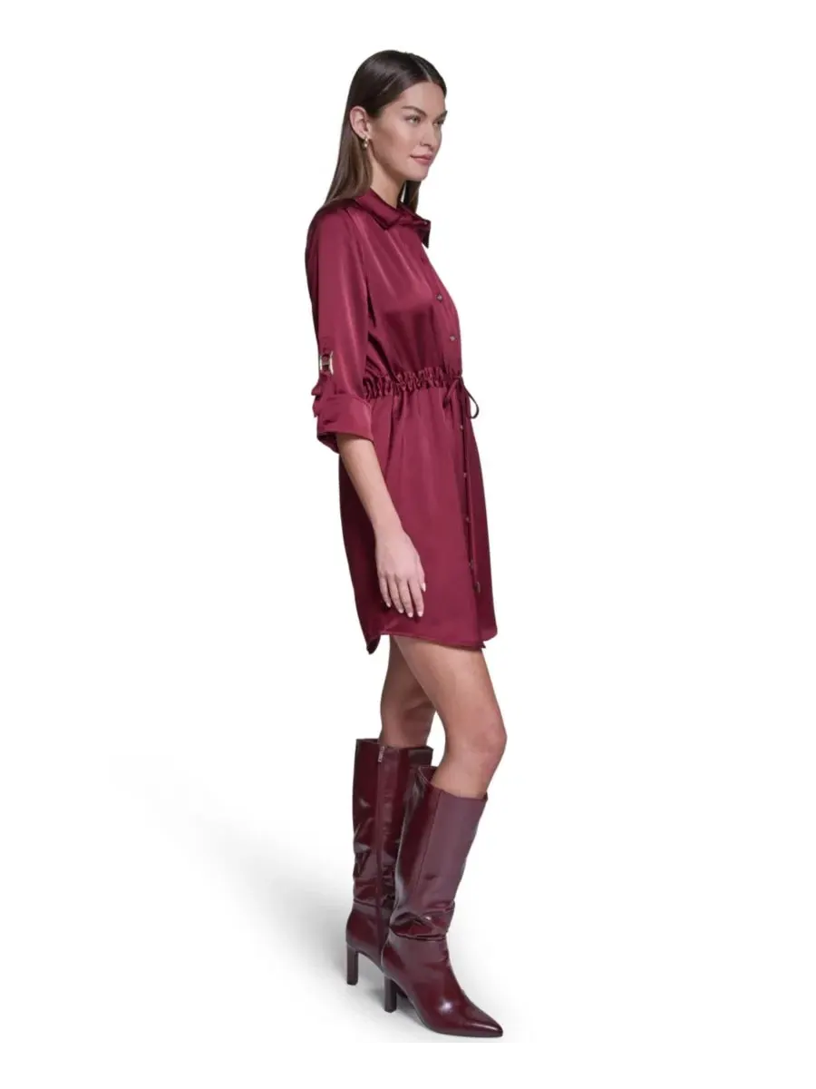 Платье-рубашка из сатина Halston, Garnet Glow — изображение 3 из 5